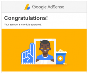 AdSense approval email from Google