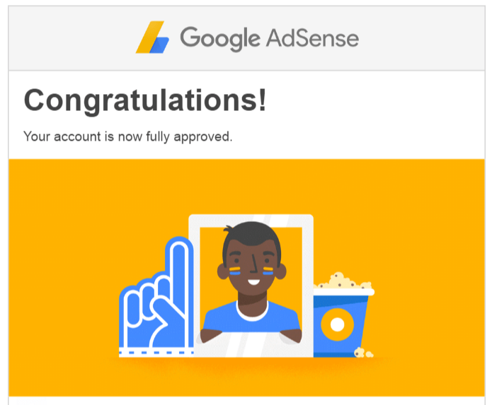 AdSense approval email from Google