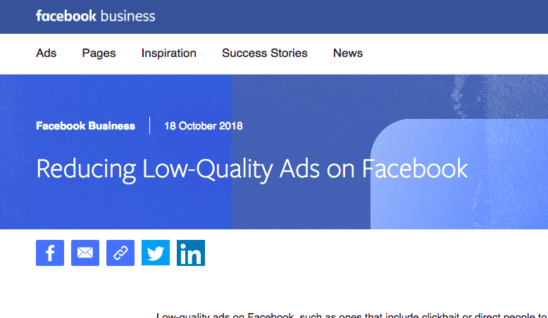 Facebook reduce low quality Ads